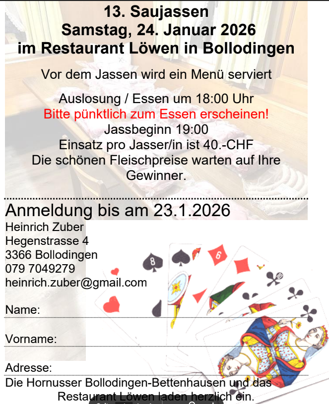 Saujassen Anmeldung 2026